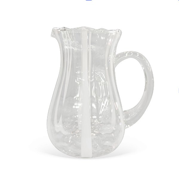 Jarra de vidro com listras brancas