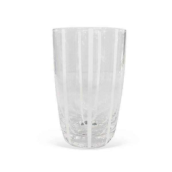 Jogo 6 copos altos vidro com listras brancas