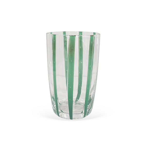 Jogo 6 copos altos vidro com listras verdes