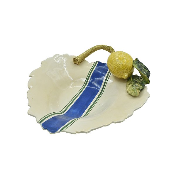 Travessa folha listrada com aplique de limão