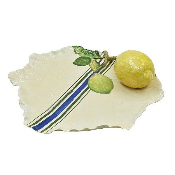 Folha de uva com listra azul e aplique de limão