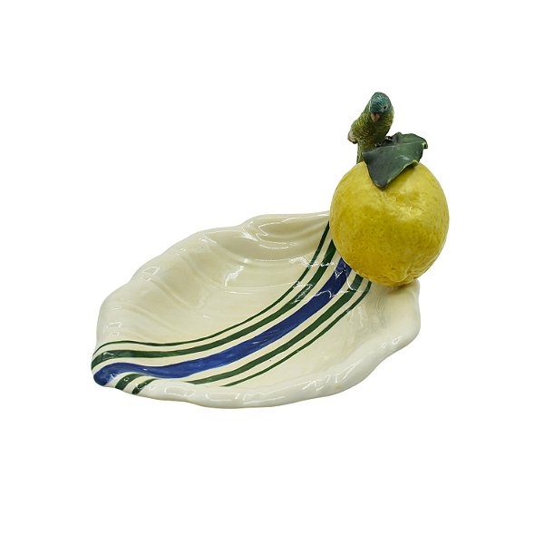 Petisqueira folha com aplique de limão e ararinha