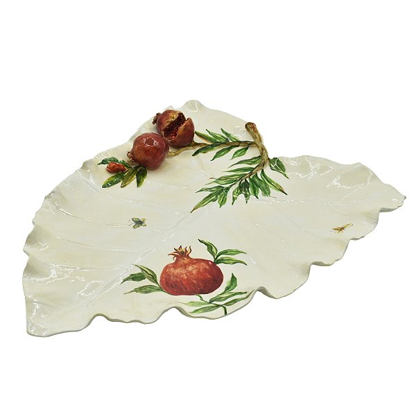 Folha decorativa inhame G com romãs