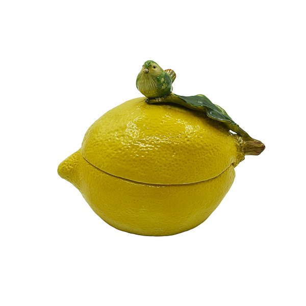 Bowl de limão com tampa e pássaro