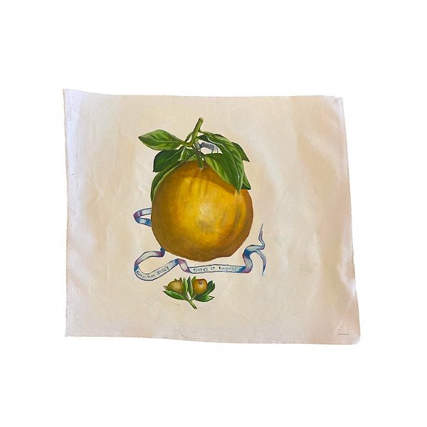 Mini lona com pintura de limão grande e fita azul