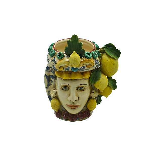Vaso cabeça de moro feminina com limões sicilianos P
