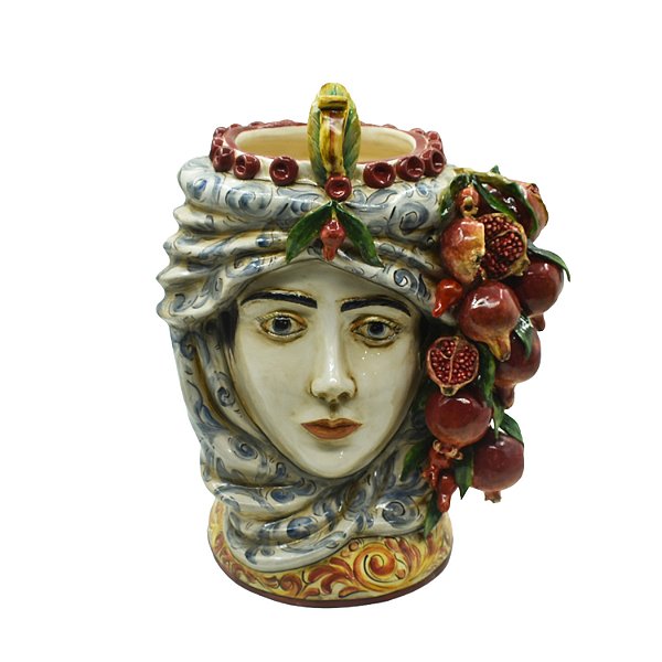 Vaso cabeça de moro feminina com romãs G