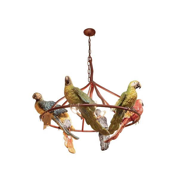 Lustre redondo com 6 araras