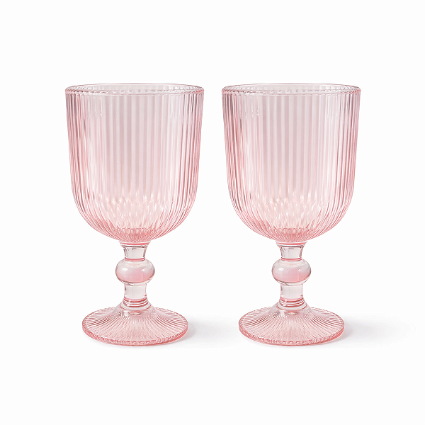 Jogo 2 taças caneladas rosa