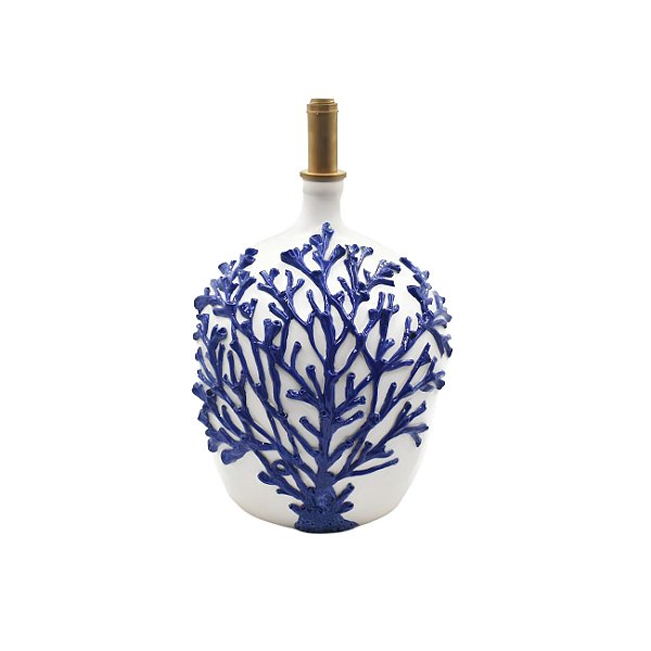 Base abajur garrafão com aplique de coral azul