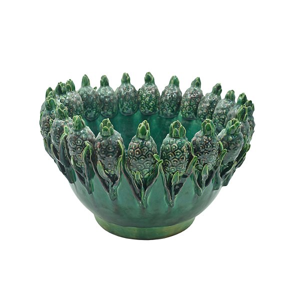 Cachepot Shabby M com mini abacaxis verde hera