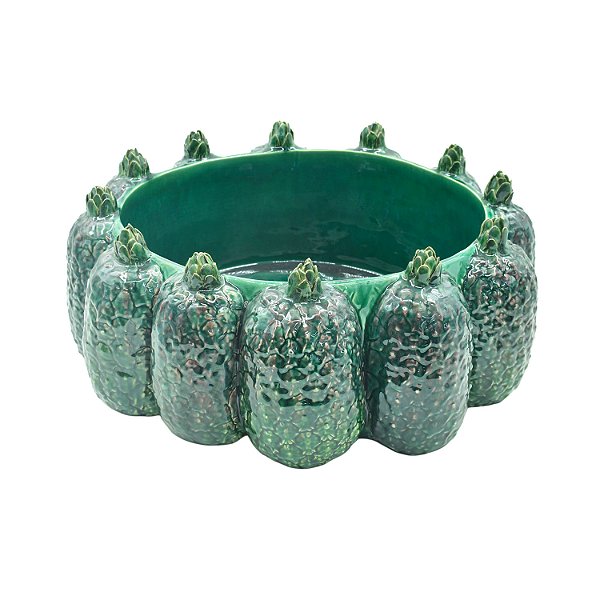 Centro de mesa G com abacaxis verde hera
