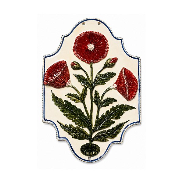 Placa decorativa Provence com flores vermelhas