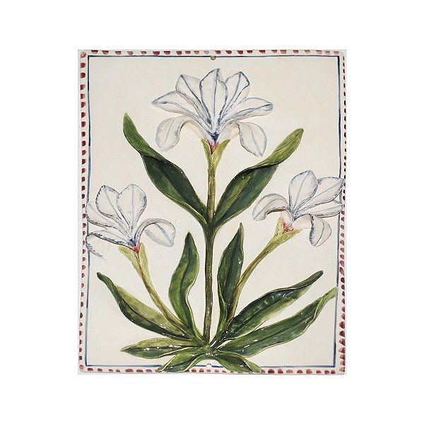 Placa decorativa flores brancas indianas