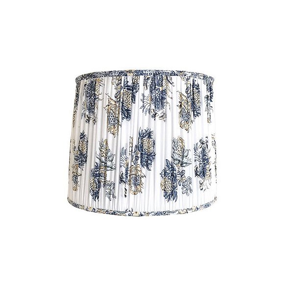 Cúpula plissada floral azul e branco