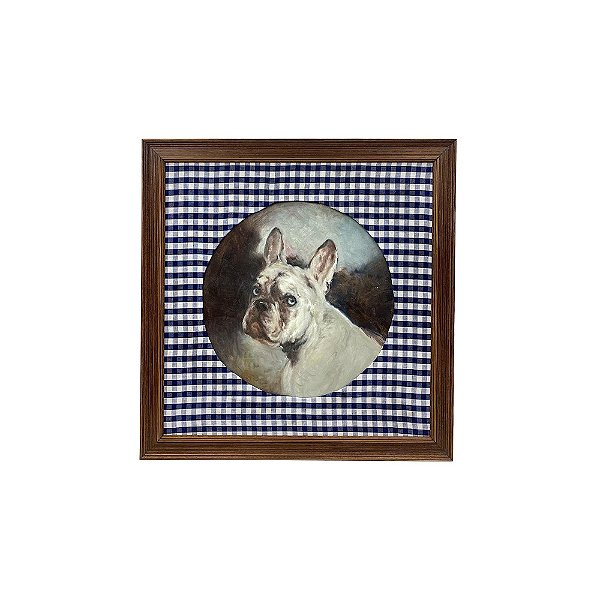 Quadro cachorro frenchie xadrez