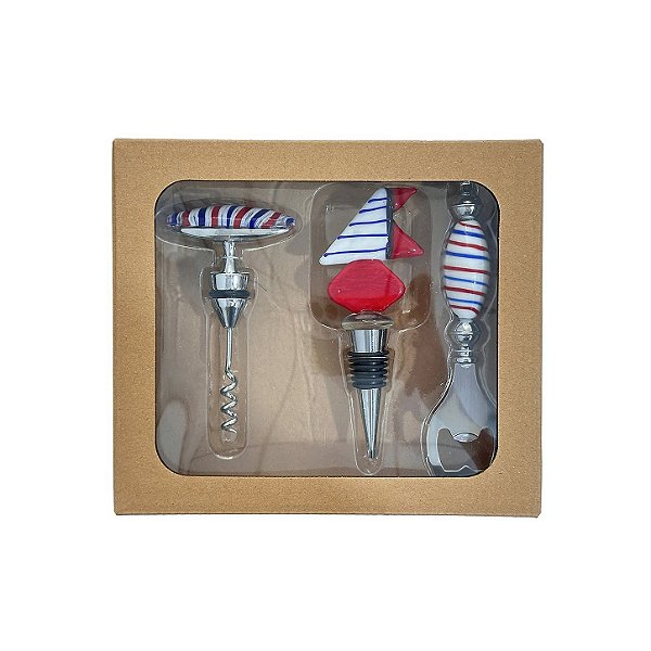 Kit vinho com cabo em vidro Navy