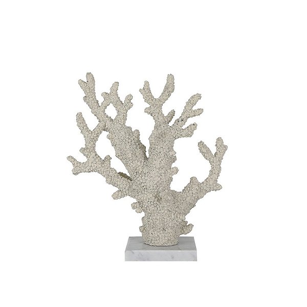 Coral em resina branca e base em mármore