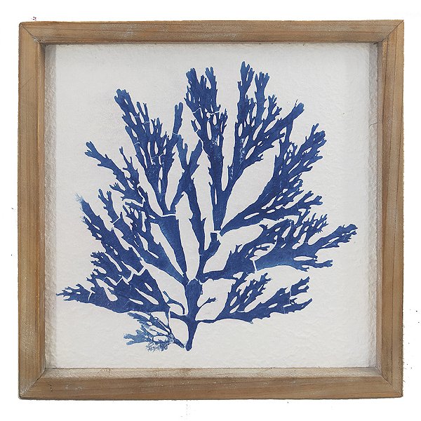 Quadro coral azul com moldura madeira 1