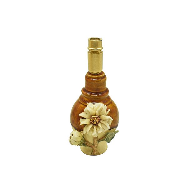 Mini base abajur ocre com aplique de flor