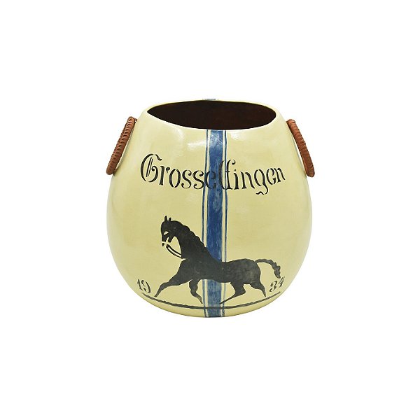 Vaso cavalo bege com argolas couro