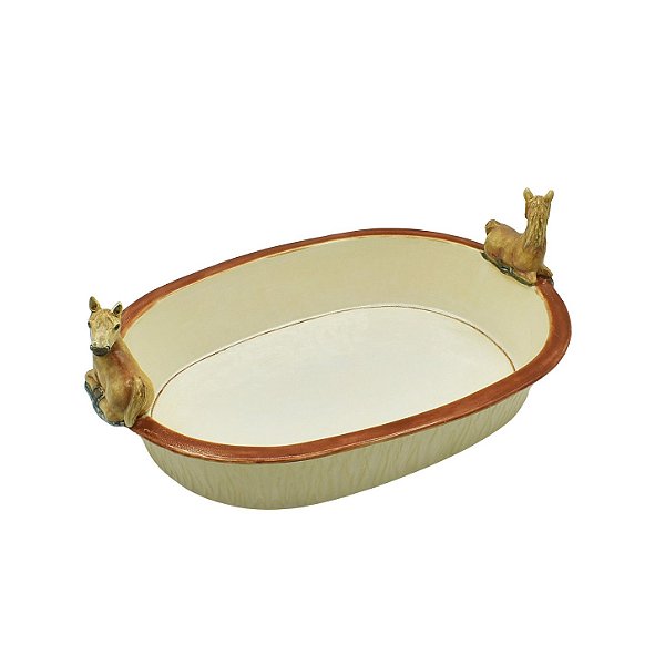 Travessa oval G com aplique de cavalos na borda