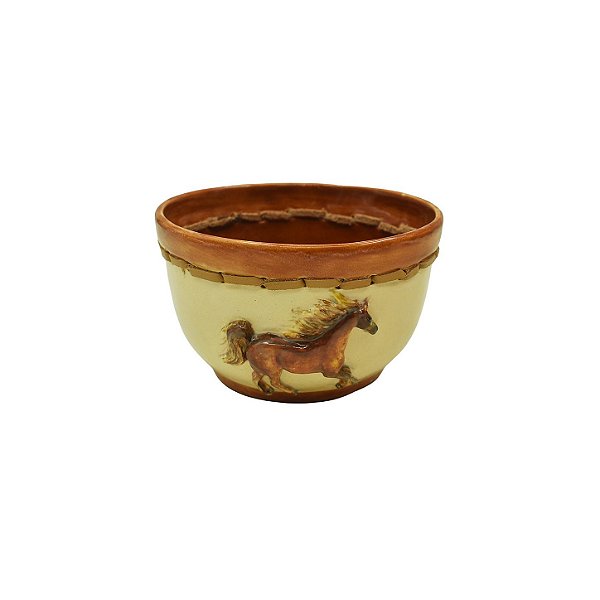 Mini bowl com aplique de cavalo e costura de couro