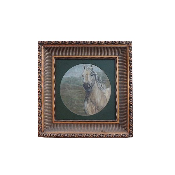 Quadro cavalo branco com moldura (sob encomenda)