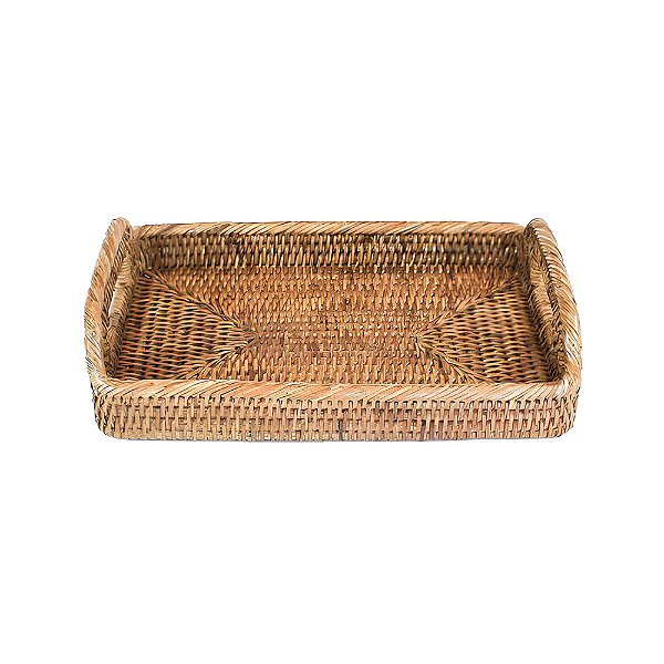 Bandeja em rattan com alça embutida (30 cm)