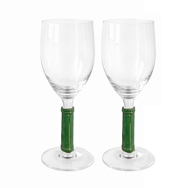 Taça Com Pé de Bambu Verde (cj com 2)