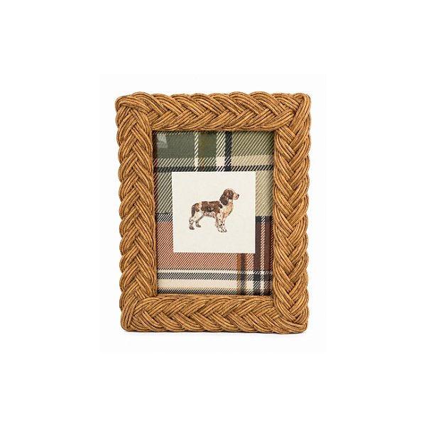 Quadro cocker spaniel com moldura rattan trançado