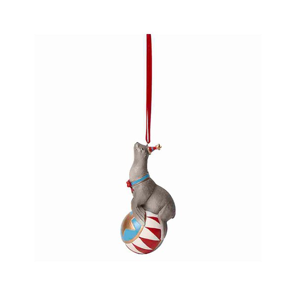 Enfeite natal foca no circo para pendurar