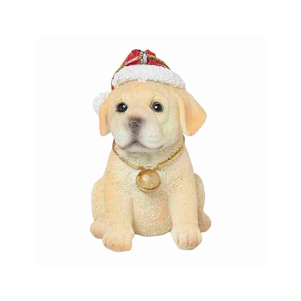 Enfeite de Natal filhote labrador com gorro