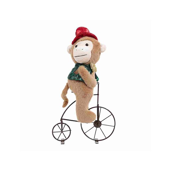 Enfeite macaquinho de circo na bicicleta