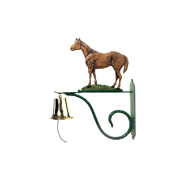 Campainha sino em latão com suporte e cavalo