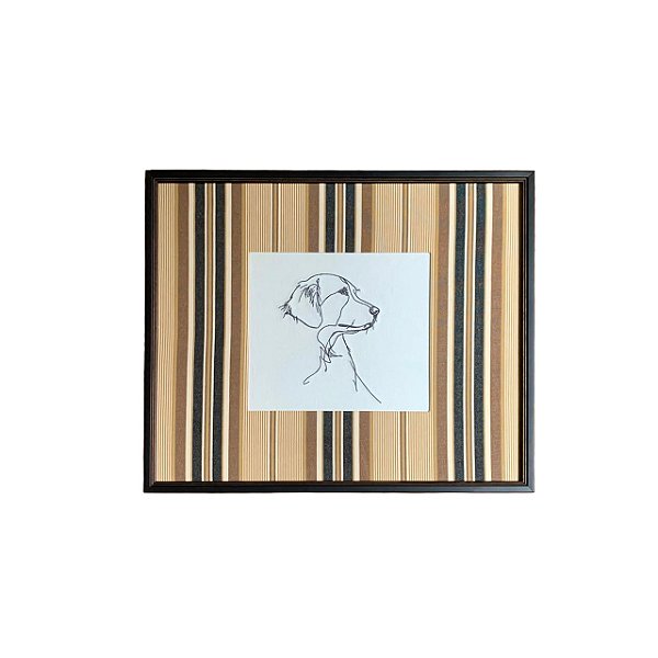 Quadro perfil labrador bordado com passpatour listras (65x55 cm)