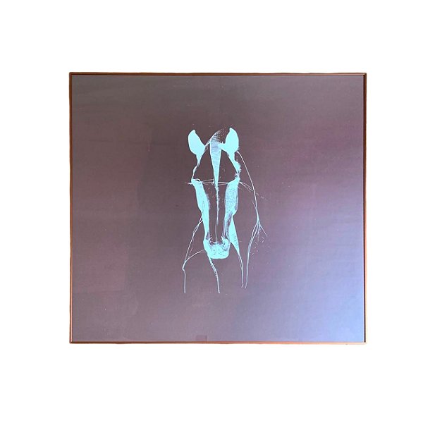 Quadro rascunho cavalo com fundo Burgundy (1m x 1m)
