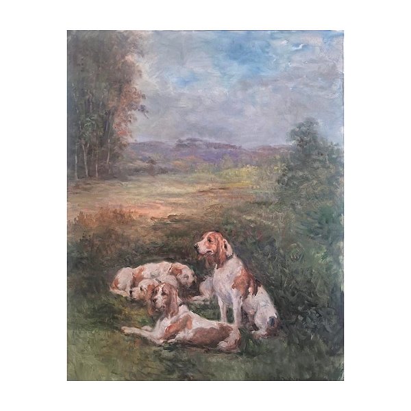 Tela paisagem com três cachorros