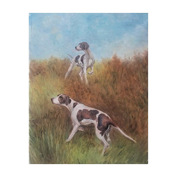 Tela paisagem com cachorros de caça