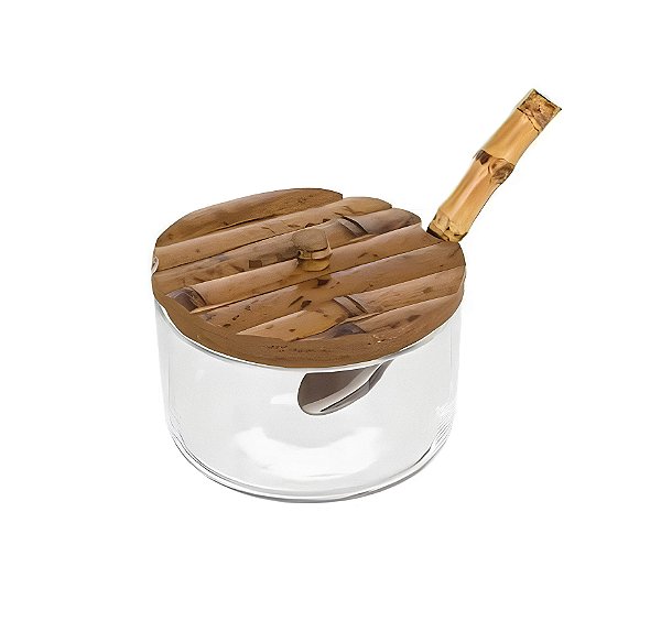 Porta Geleia com Tampa de Bambu tigrado