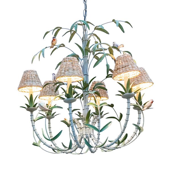 Lustre Bambu de Ferro com Passarinhos Zanatta Casa (sem cúpula)