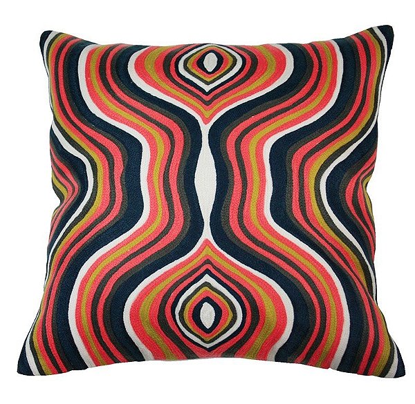 Capa de Almofada estampa psicodélica Bordada 48x48 cm