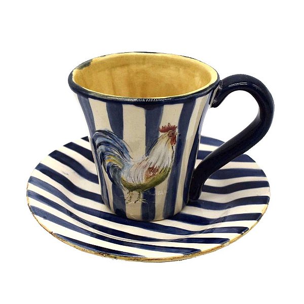 caneca com pires Listrado azul Galo Zanatta Casa
