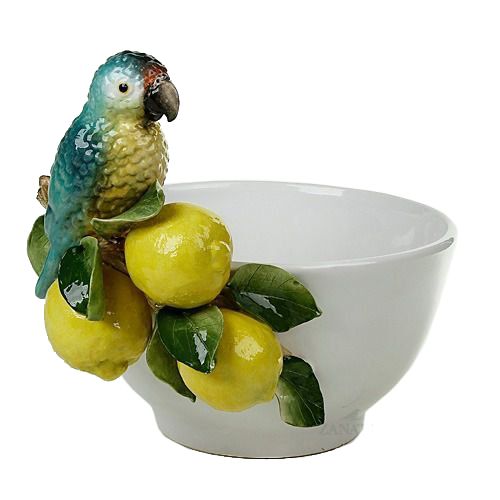 Cachepot com Limōes e Papagaio Azul Zanatta Casa