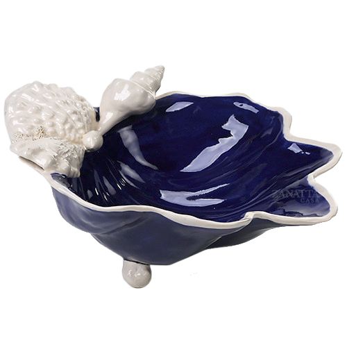 Bowl M azul cobalto com aplicação de conchas Zanatta Casa
