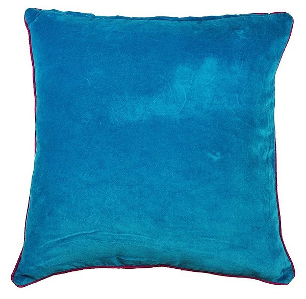 Capa de Almofada Veludo 48x48 cm (azul e laranja)
