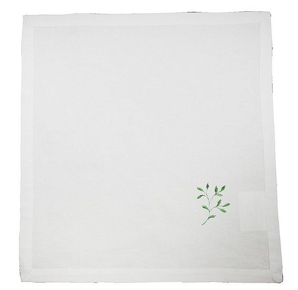 Guardanapo folha bordado linho 45x45