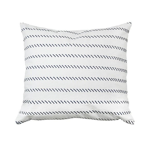 Capa de almofada branca com traços marinho 35x42 cm