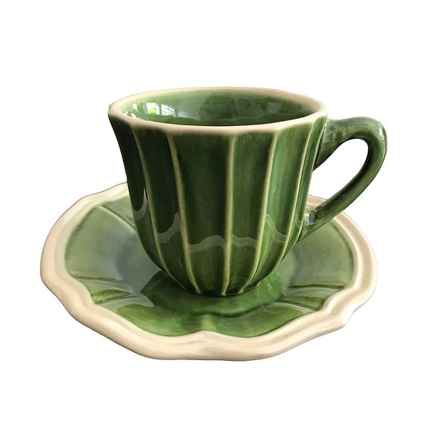 Xícara de café casual verde com faiança Zanatta Casa