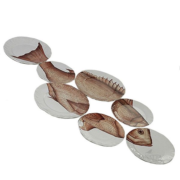Conjunto de pratos de parede com desenho de peixe coral Zanatta Casa